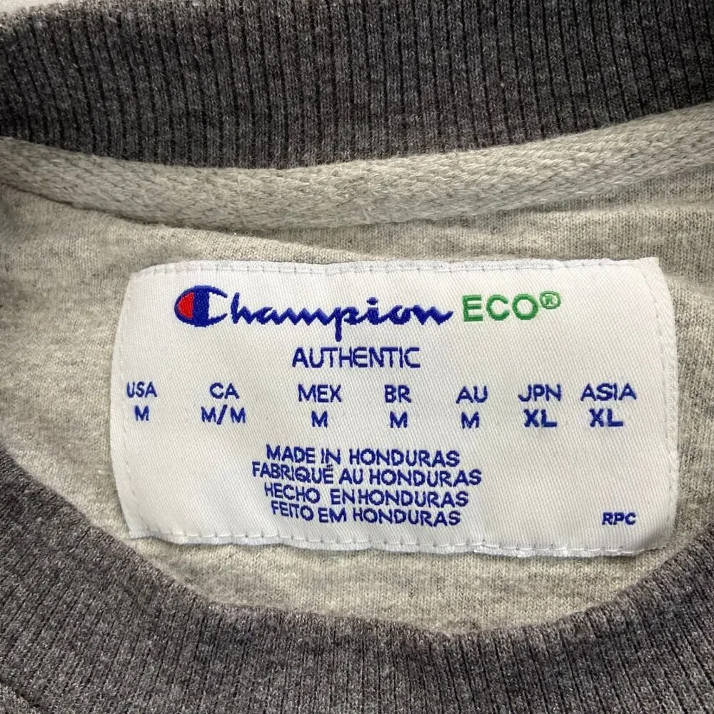 Champion Men's M Gray Eco Crewneck Sweatshirt Cotton Blend Classic Logo 52 48